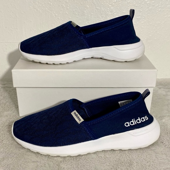 Adidas Navy Blue Cloudfoam Lite Racer Slip On Shoes Women’s Size 7 - Picture 2 of 11
